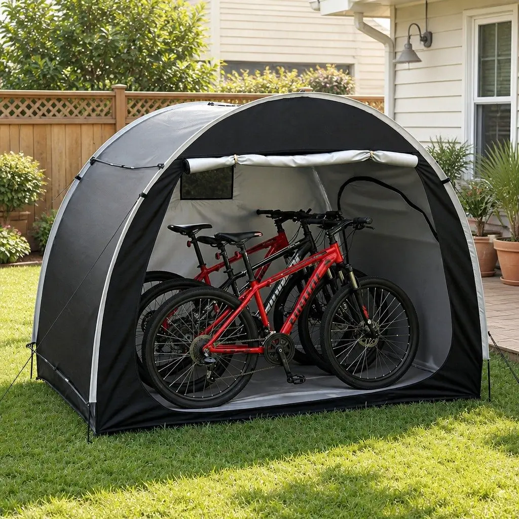 Bike Storage Tent Waterproof UV Resistant 200cm x 150cm x 165cm Black
