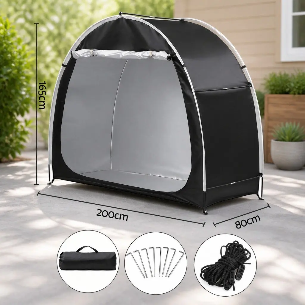 Bike Storage Tent Waterproof 210D Oxford Fabric Large Space Black