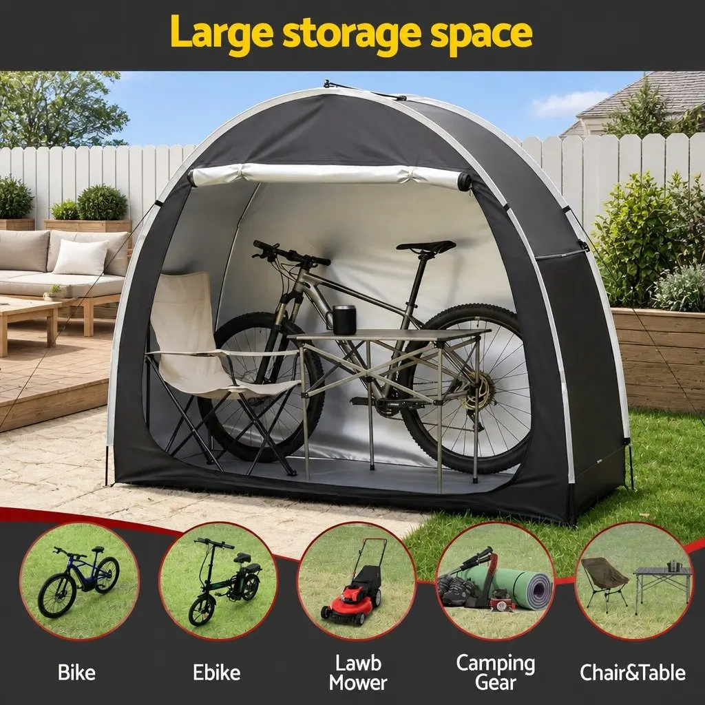 Bike Storage Tent Waterproof 210D Oxford Fabric Large Space Black
