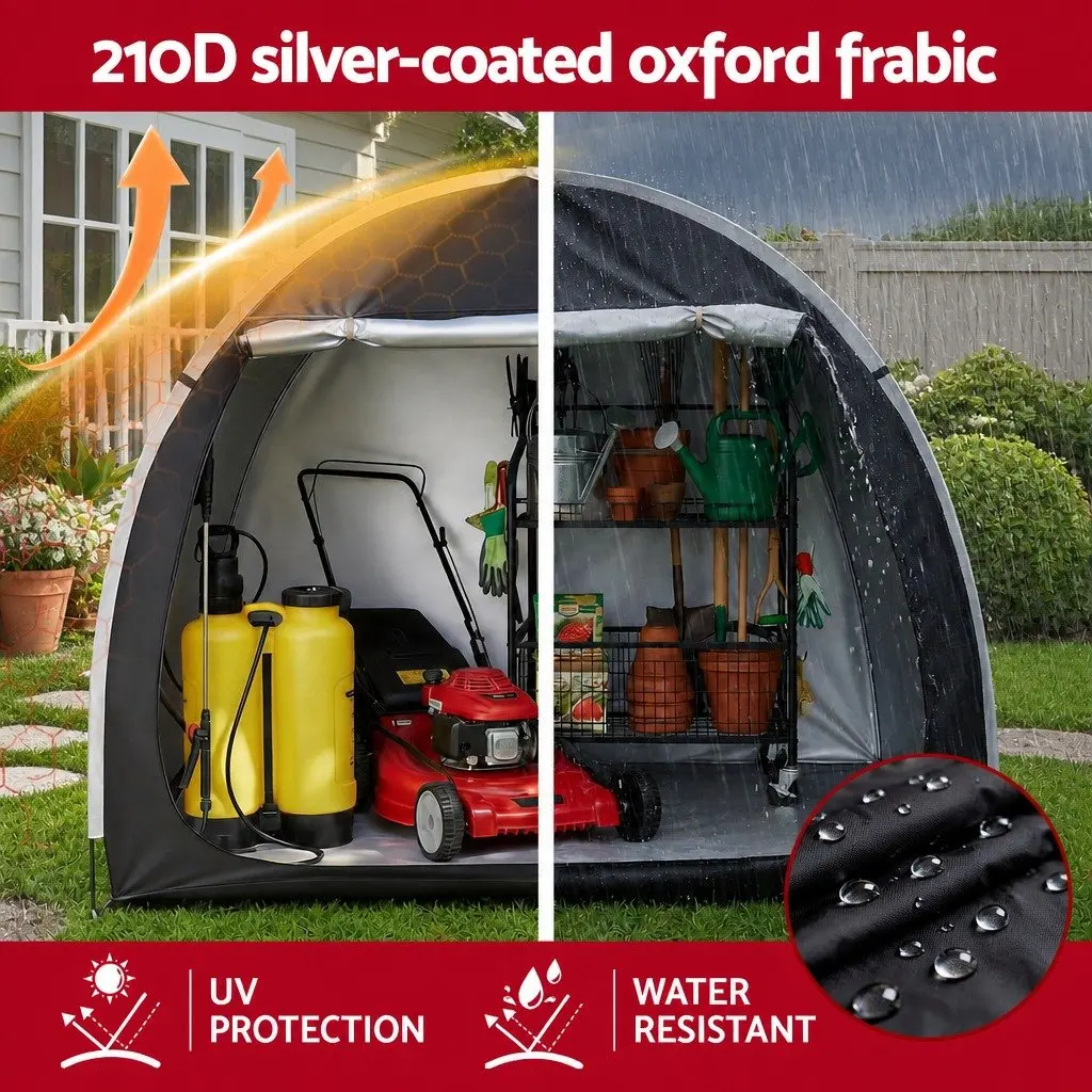 Bike Storage Tent Waterproof 210D Oxford Fabric Large Space Black