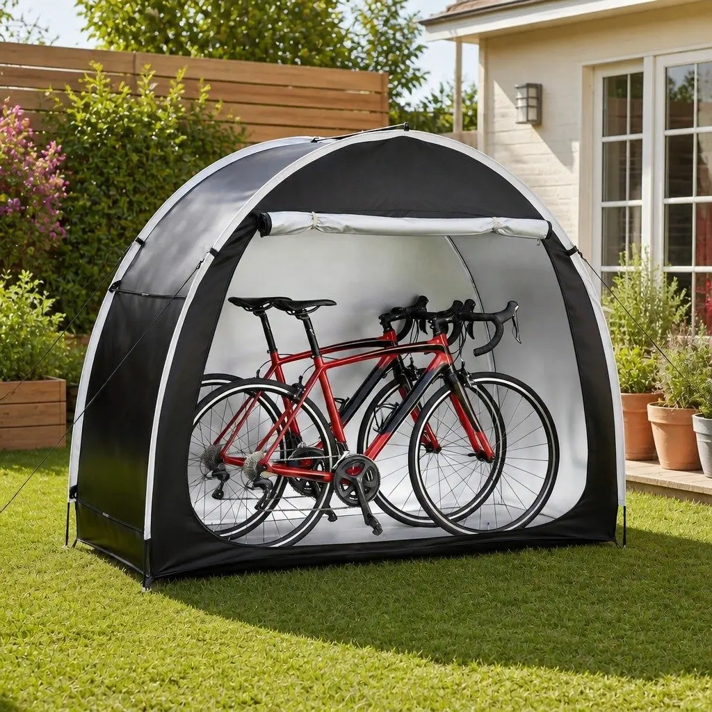 Bike Storage Tent Waterproof 210D Oxford Fabric Large Space Black