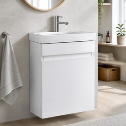 Bathroom Vanity Unit 400mm Single Door Cabinet White Ceramic Basin Storage