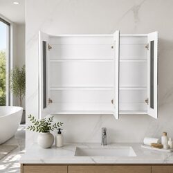 Bathroom Mirror Cabinet 1200x720mm White Storage Cupboard with Soft-Closing
