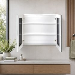 Bathroom Mirror Cabinet Storage 750x720mm White Soft-Close Doors Adjustable