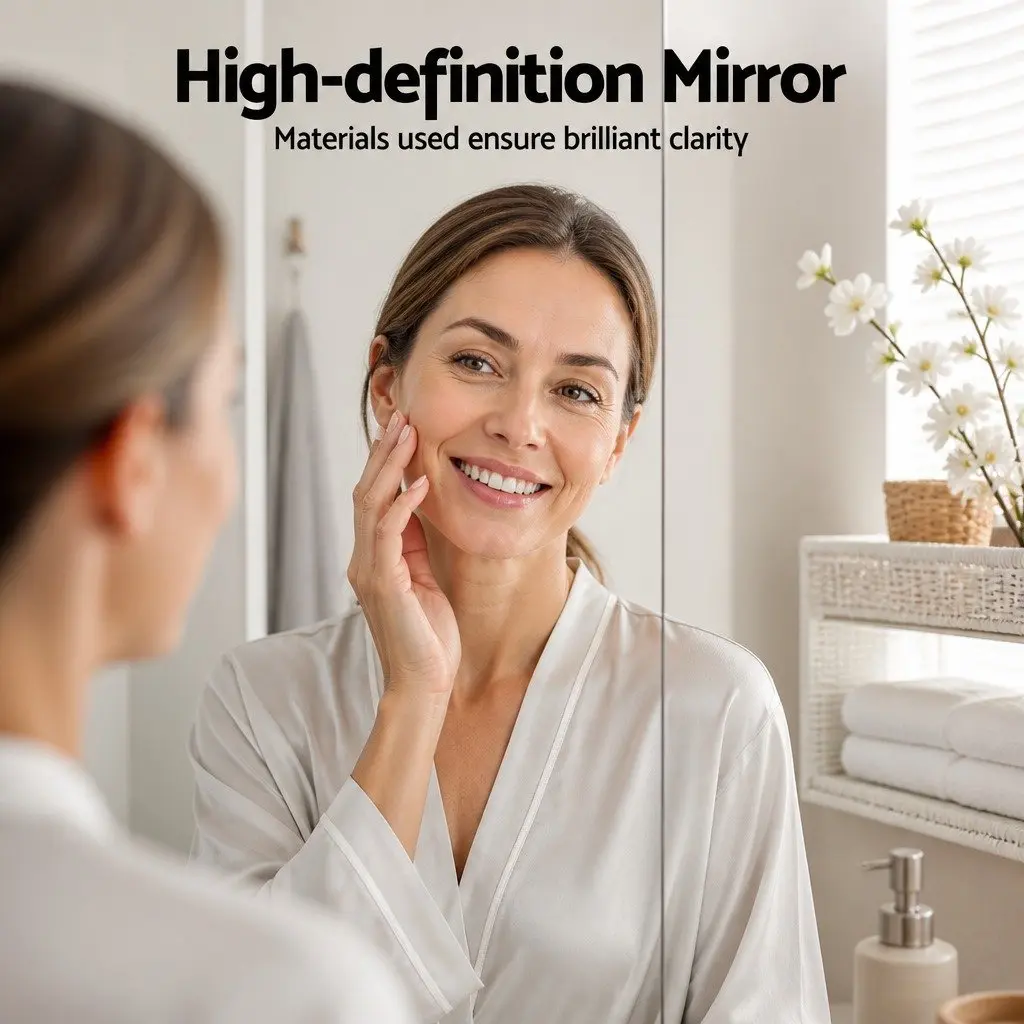 Bathroom Cabinet Wall Hung MDF 900x750mm White Adjustable Shelves Mirror