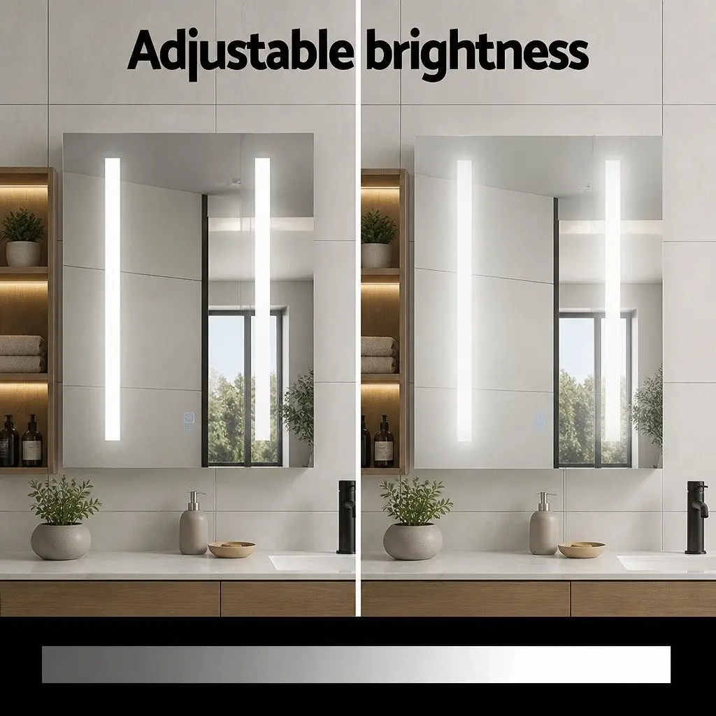 Bathroom Mirror Cabinet LED 500x720mm White MDF with Glass Mirror