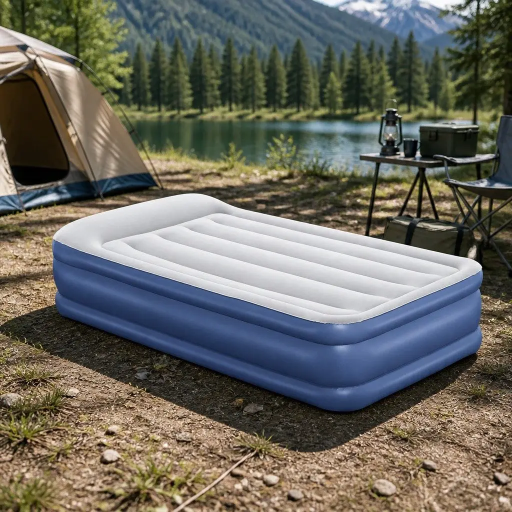 Single Inflatable Air Mattress I-beam Construction 46cm Height Navy
