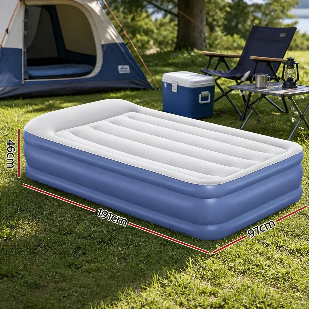 Single Inflatable Air Mattress I-beam Construction 46cm Height Navy