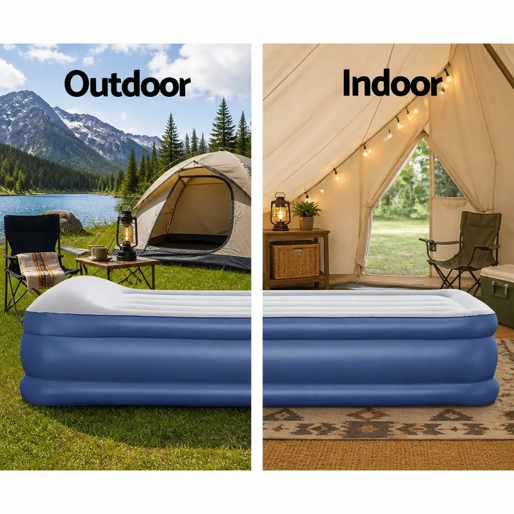Single Inflatable Air Mattress I-beam Construction 46cm Height Navy