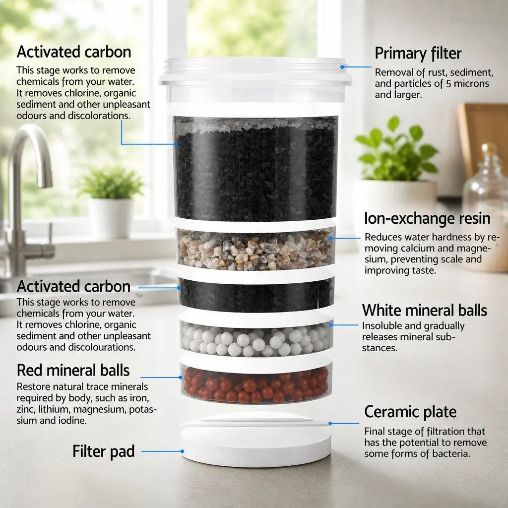 Benchtop Water Filter Multi-Stage Filtration System 16L White