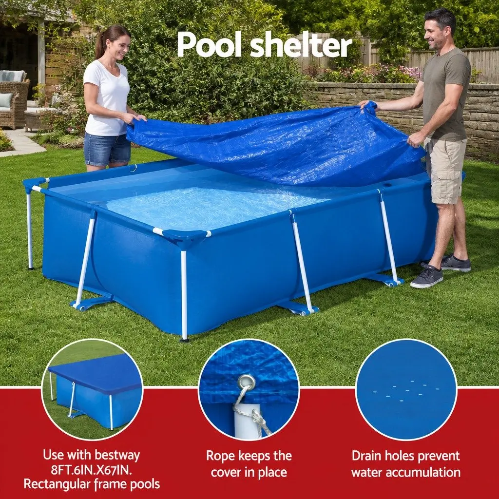Rectangle Pool Cover 264x174cm Blue PE Shelter for Above Ground Swimming Pools
