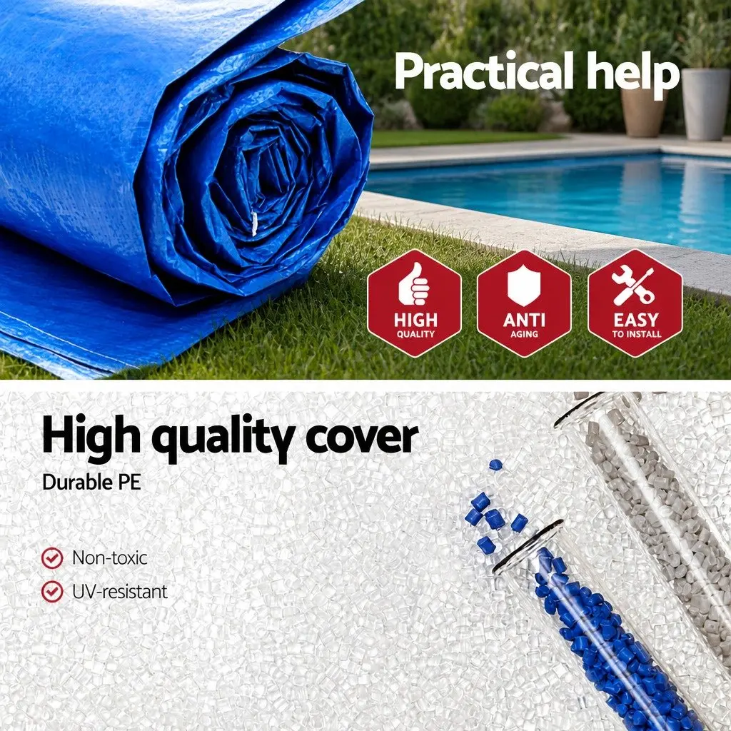 Rectangle Pool Cover 264x174cm Blue PE Shelter for Above Ground Swimming Pools