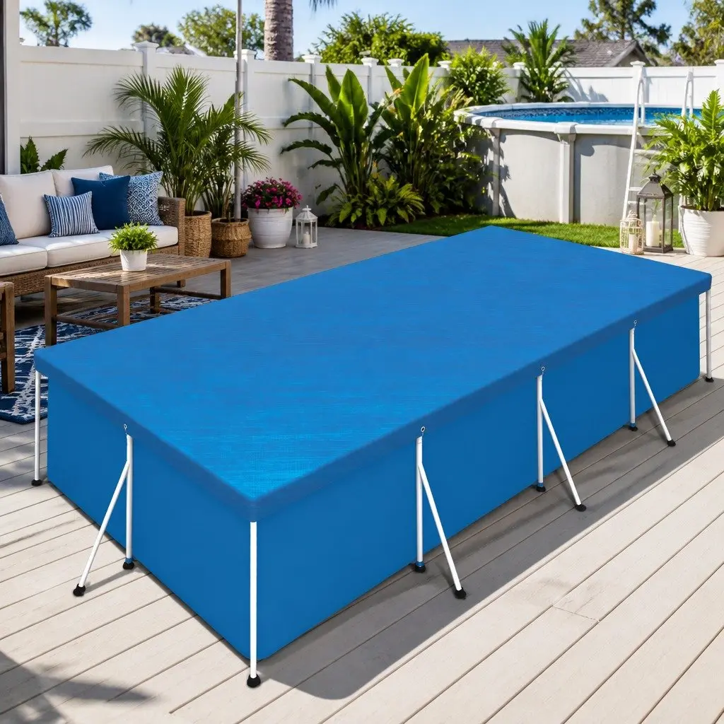 Pool Cover PE Blanket 4M x 2.11M Blue with Rope