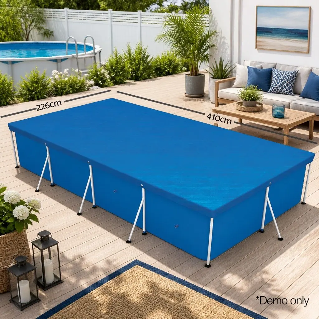 Pool Cover PE Blanket 4M x 2.11M Blue with Rope