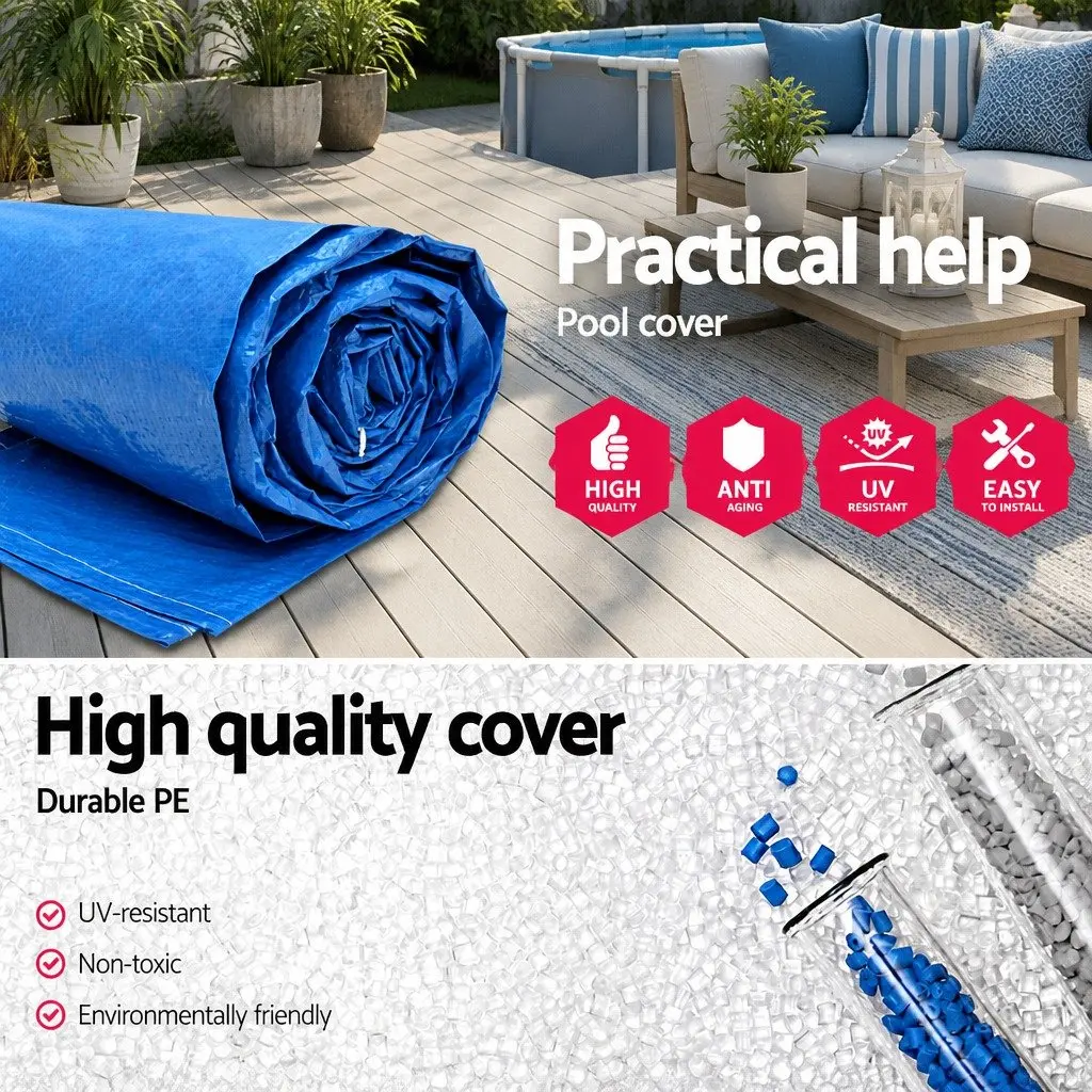 Pool Cover PE Blanket 4M x 2.11M Blue with Rope