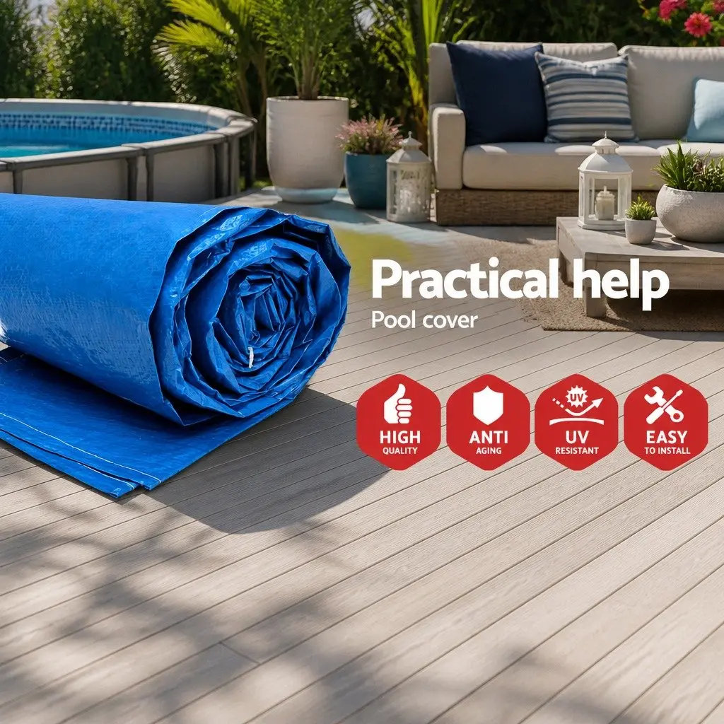 Pool Cover PE Blanket 4M x 2.11M Blue with Rope