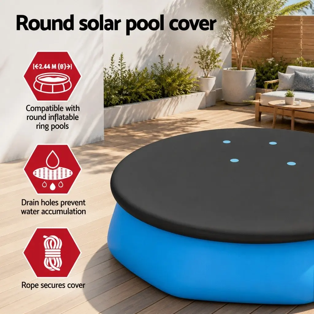 Pool Cover PVC 240cm Round for 2.44m Above Ground Swimming Pools