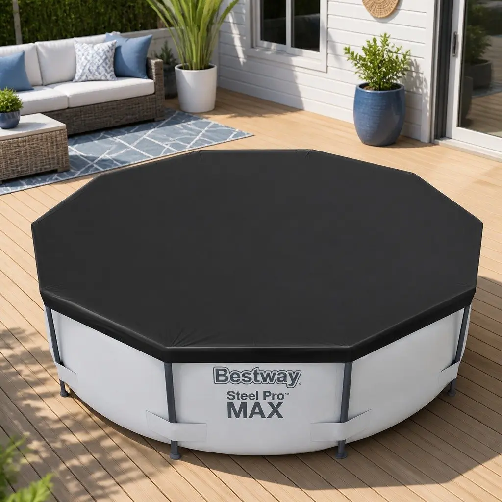Pool Cover Round 3.05m Above Ground Swimming Pool PVC Blanket Drain Holes