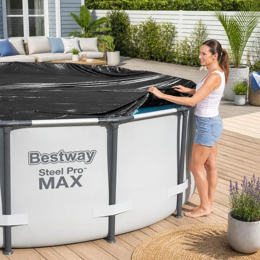Pool Cover Round 3.05m Above Ground Swimming Pool PVC Blanket Drain Holes