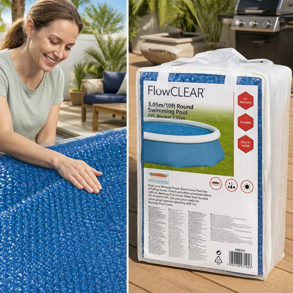Round Pool Cover UV-Resistant PVC 3.05m Blue
