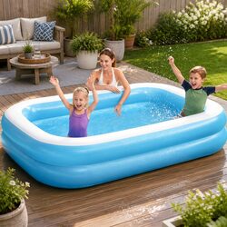 Practical Inflatable Kids Pool for Summer Fun 262x175x51cm