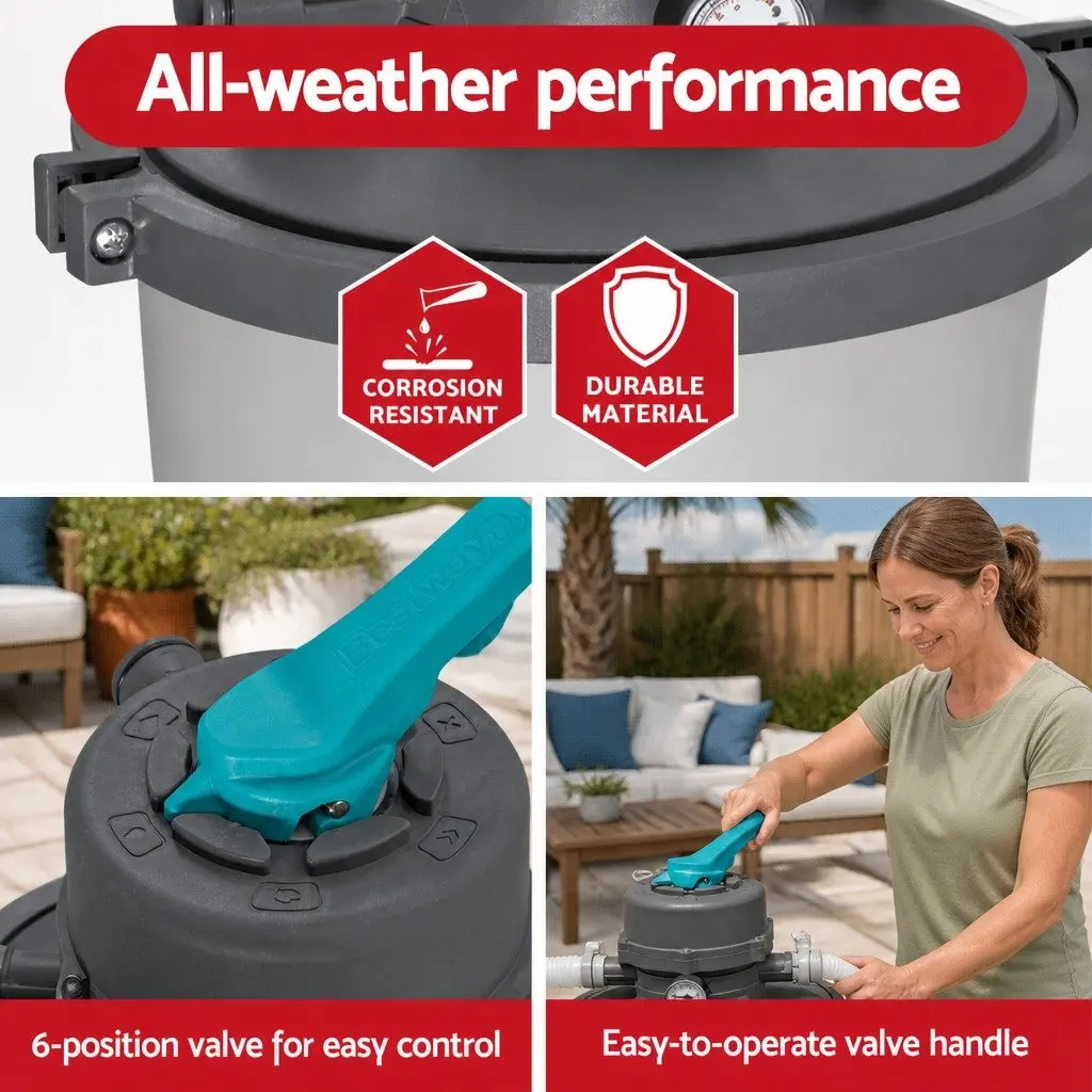 Sand Filter Pump System 800GPH Corrosion Resistant 3028L/H Above Ground Pools Easy Assembly