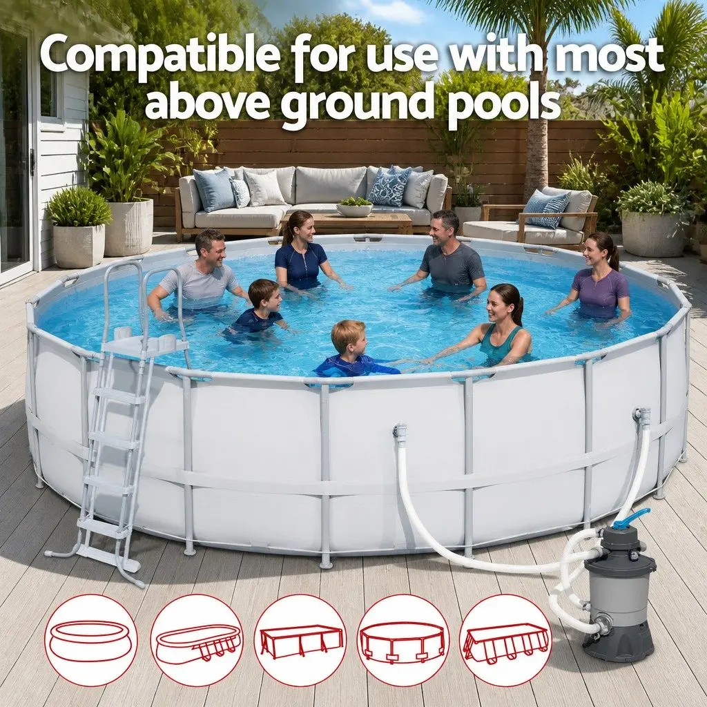 Sand Filter Pump System 800GPH Corrosion Resistant 3028L/H Above Ground Pools Easy Assembly