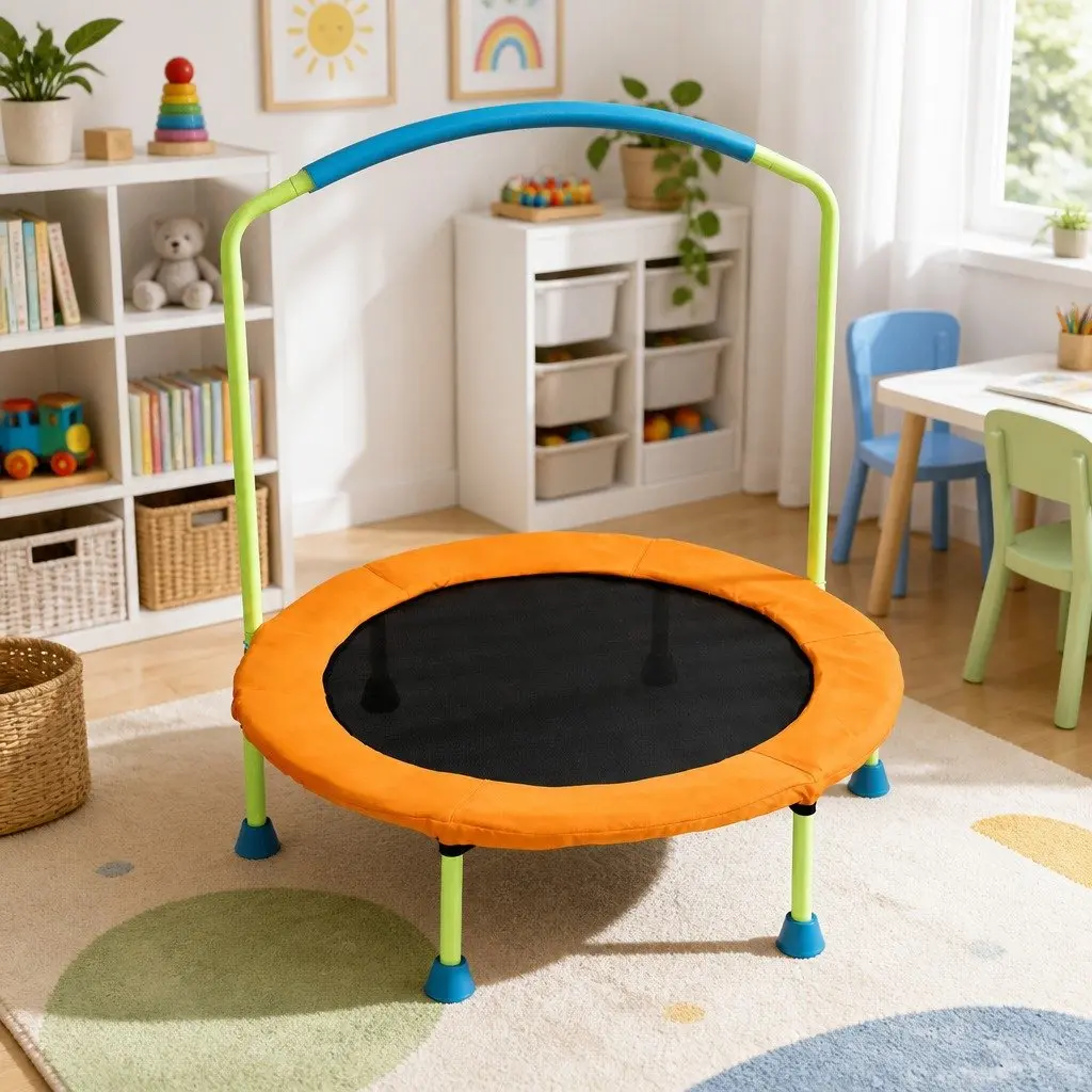 Kids Trampoline 36 Inch Foldable Steel Frame Orange