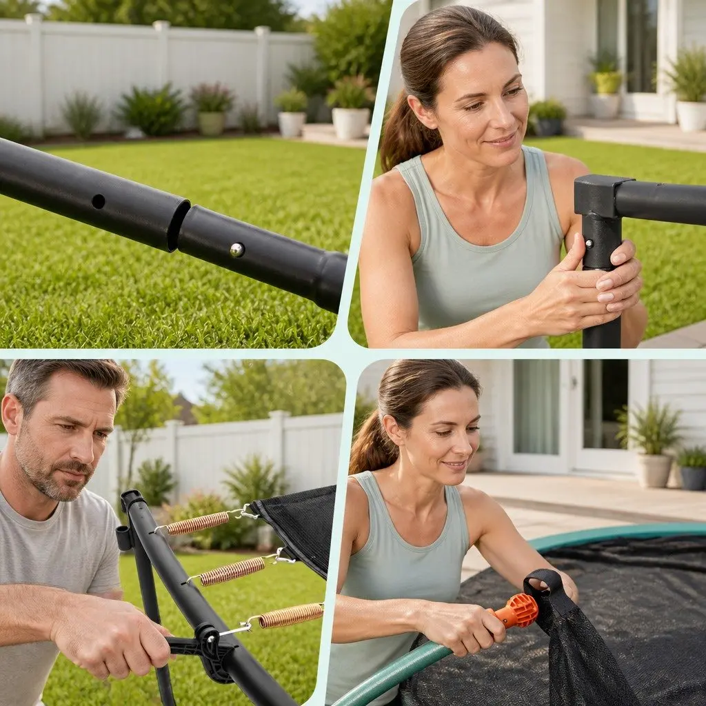 14ft Trampoline Outdoor Powder Coated Galvanized Steel Dark Green with Safety Net Enclosure