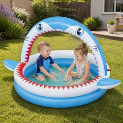 Versatile Sharktastic Sprinkler Play Pool for Outdoor Fun