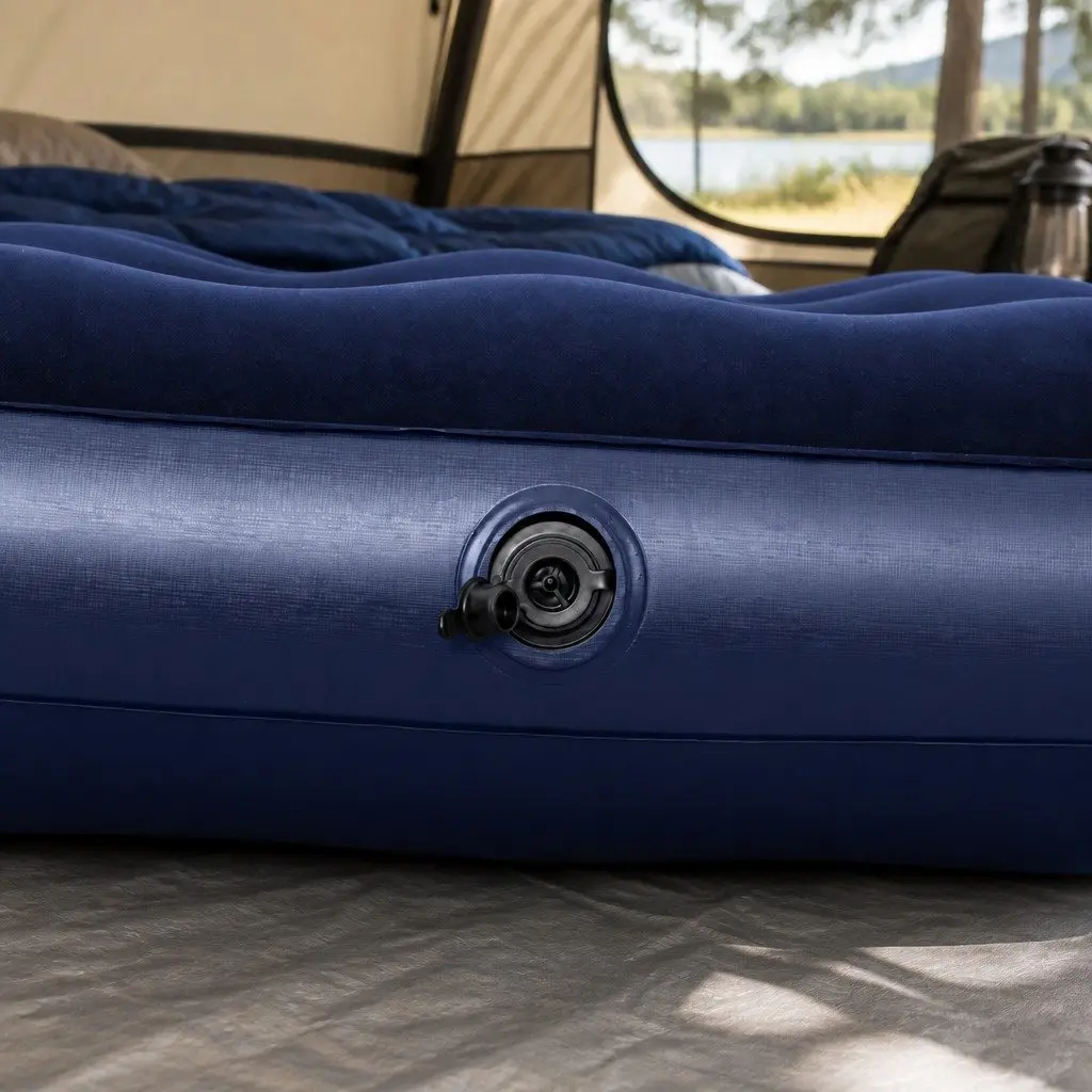 Queen Air Mattress Inflatable PVC 80 x 60 Inch Flocked Surface Portable Indoor Outdoor