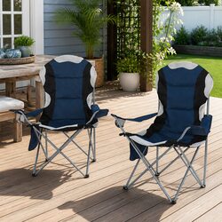 Camping Folding Chair Portable Outdoor Hiking Fishing Picnic Navy 2pcs