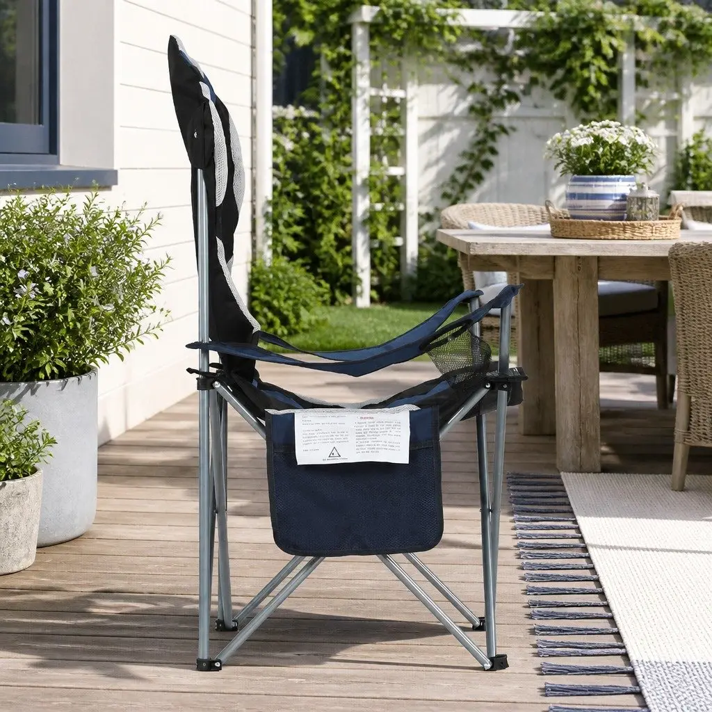 Camping Folding Chair Steel 85x60x106cm Navy 2pcs