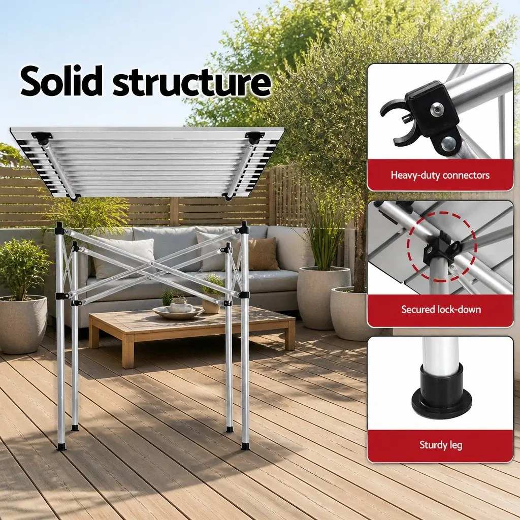 Portable Aluminium Folding Table 70CM Silver Compact Roll Up Outdoor Camping Picnic Desk