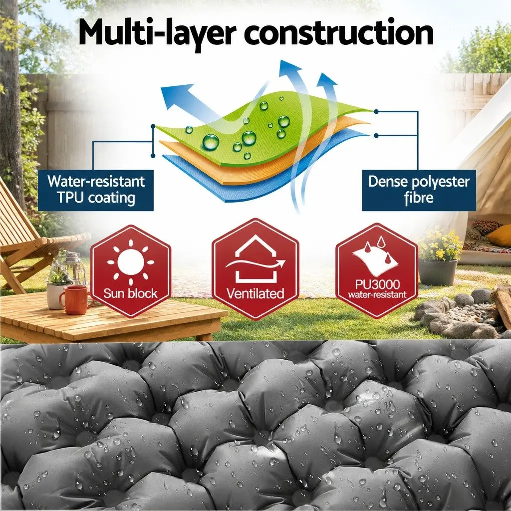 Self Inflating Air Bed Double 9cm Thickness Camping Mattress Green Blue Portable Mat