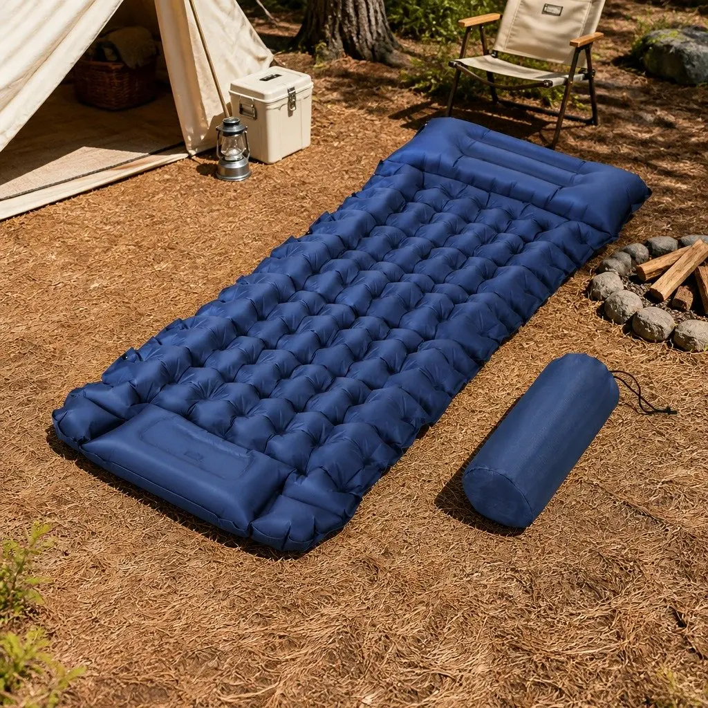 Self Inflating Sleeping Mat Polyester 200 x 70 x 9cm Blue