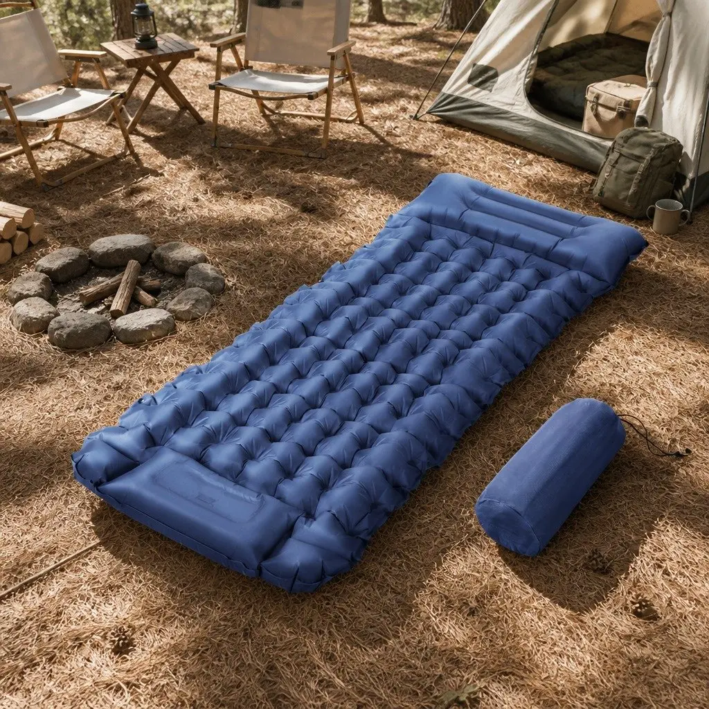 Self Inflating Sleeping Mat Polyester 200 x 70 x 9cm Blue