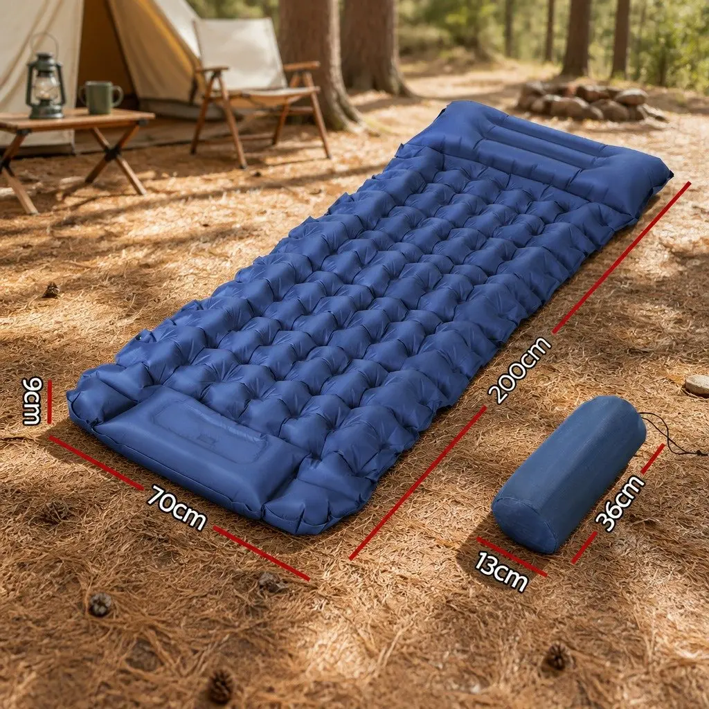 Self Inflating Sleeping Mat Polyester 200 x 70 x 9cm Blue
