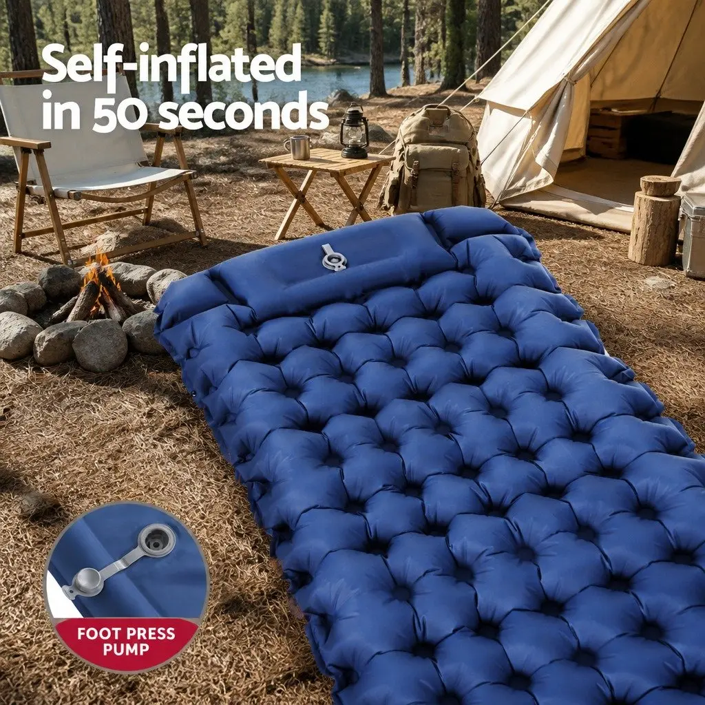 Self Inflating Sleeping Mat Polyester 200 x 70 x 9cm Blue