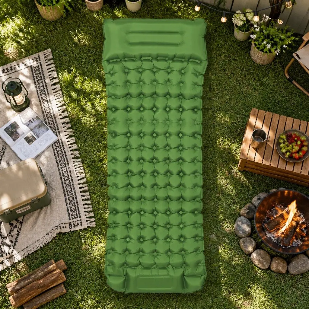 Self Inflating Sleeping Mat Single Air Bed 9cm Camping Pad with Pillow Carry Bag