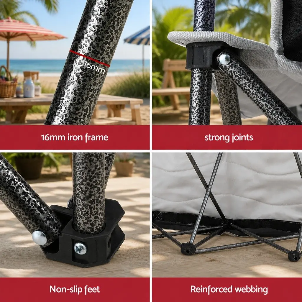 Double Folding Moon Chair Portable Camping Seat Two Person Outdoor Relaxation