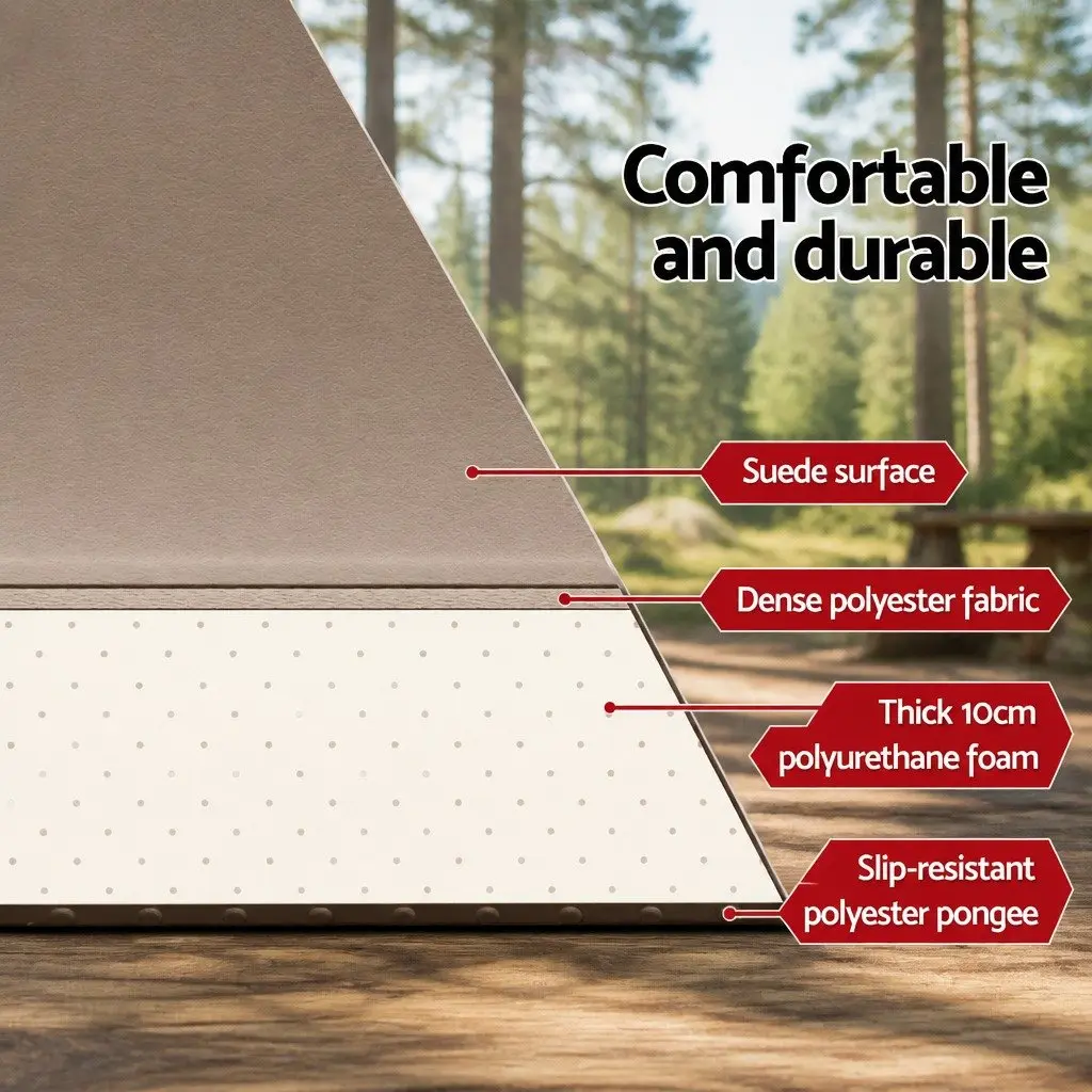 Double Camping Sleeping Mat Self Inflating Air Bed Coffee Water Resistant 187x132cm
