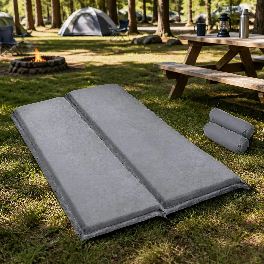Self Inflating Mattress Grey Polyurethane Foam 187x132cm