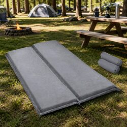 Self Inflating Mattress Double Camping Sleeping Mat Air Bed Grey 187x132cm
