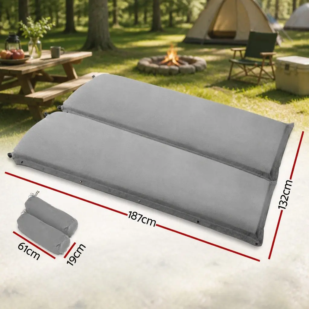 Self Inflating Mattress Grey Polyurethane Foam 187x132cm