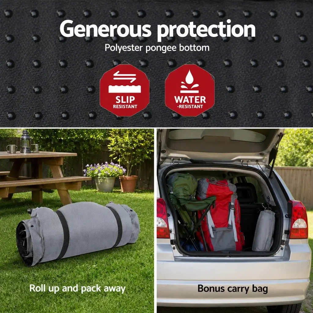 Self Inflating Mattress Camping Sleeping Mat Polyurethane Foam 187cm Grey