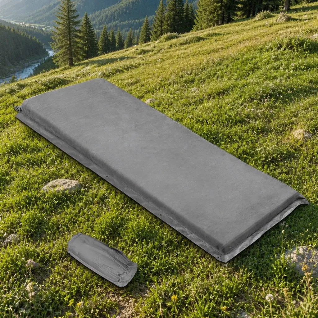 Self Inflating Mattress Camping Sleeping Mat Polyurethane Foam 187cm Grey