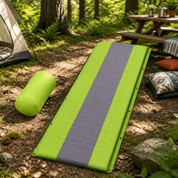 Self Inflating Camping Sleeping Mat Single Green Air Bed Pad with Carry Bag