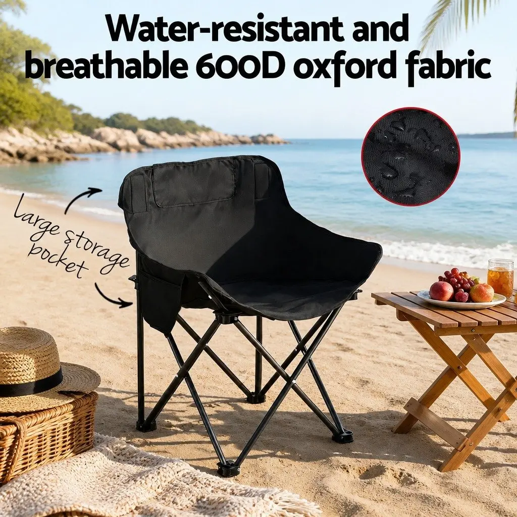 3 Piece Folding Camping Table Chair Set Aluminium Steel Black Outdoor Portable
