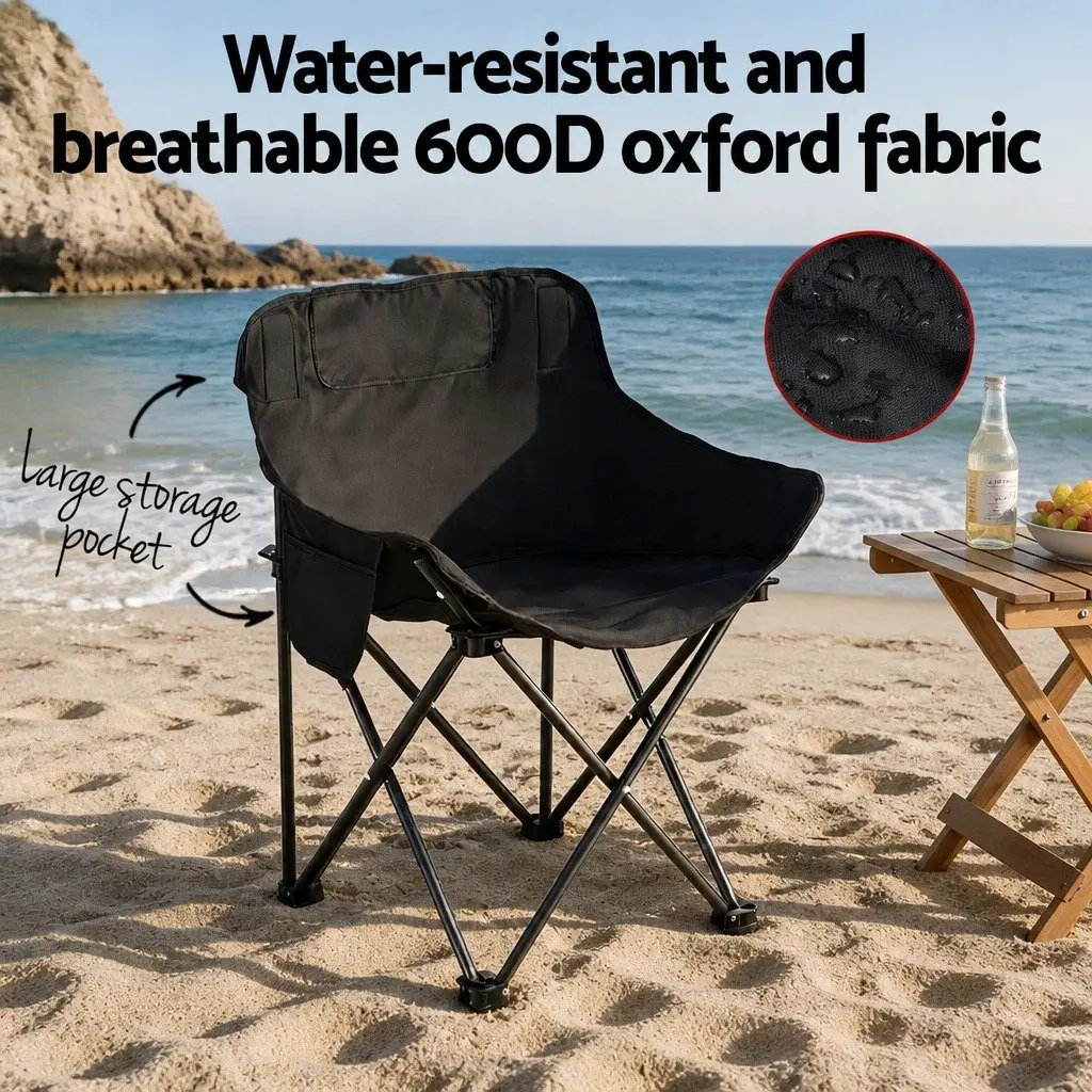 3-Piece Camping Table Chair Set Folding Portable Aluminium Steel Black Silver
